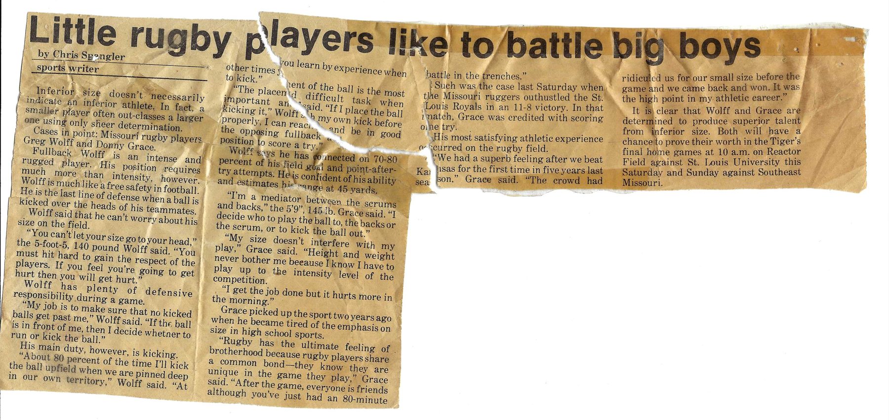 Maneater clipping headlined Little rugby players like to battle big boys, November 1983