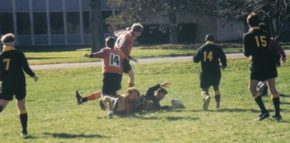 Match action between Mizzou and Washington University at the 1997 St. Louis Ruggerfest