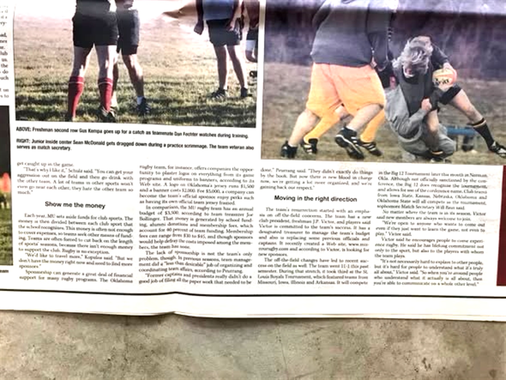 The second half of the Maneater rugby feature, with captioned training photographs