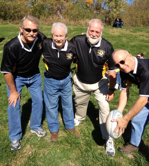 Four Mizzou rugby alumni from the 1960s posed together at the 2012 reunion