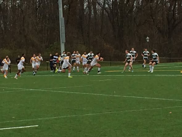 Mizzou and Notre Dame players contest the ball during the November 2014 match at Stinson Rugby Field