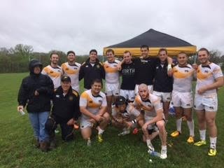 Mizzou sevens players gathered under a tent between matches at the 2015 Heart of America Conference Sevens