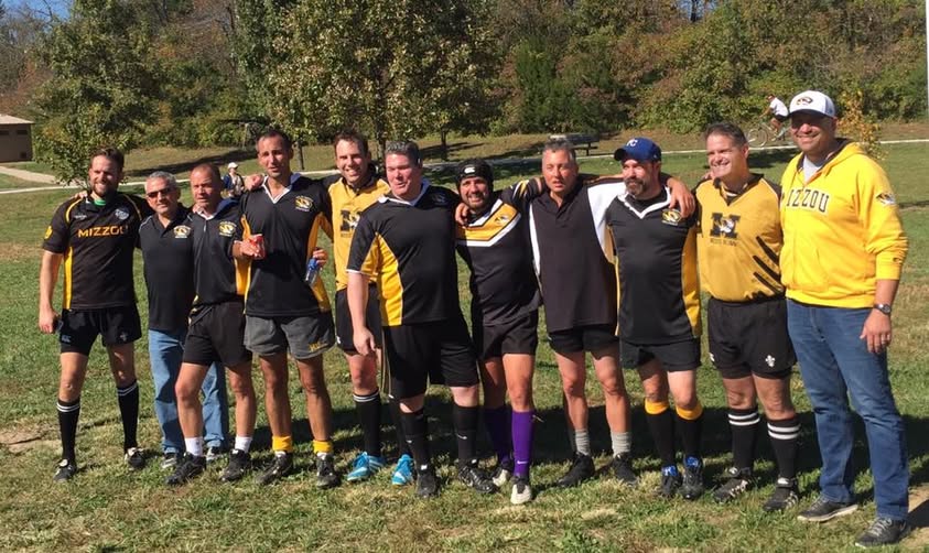 A group of Mizzou rugby alumni from the 1990s at the 2016 reunion