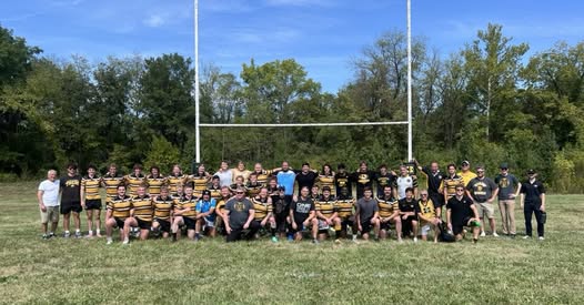Mizzou rugby old boys assembled on the pitch for the 50th anniversary in 2016