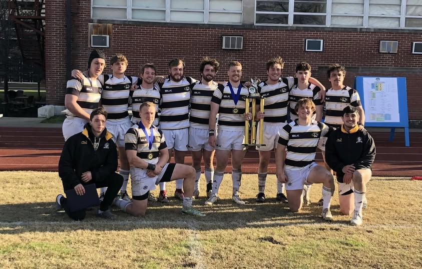 The Mizzou sevens squad in hooped jerseys after winning the 2023 Bluff City Sevens in Memphis