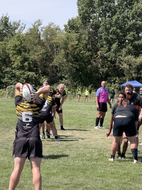 Mizzou hooker in the black and gold hoops throwing in at a lineout
